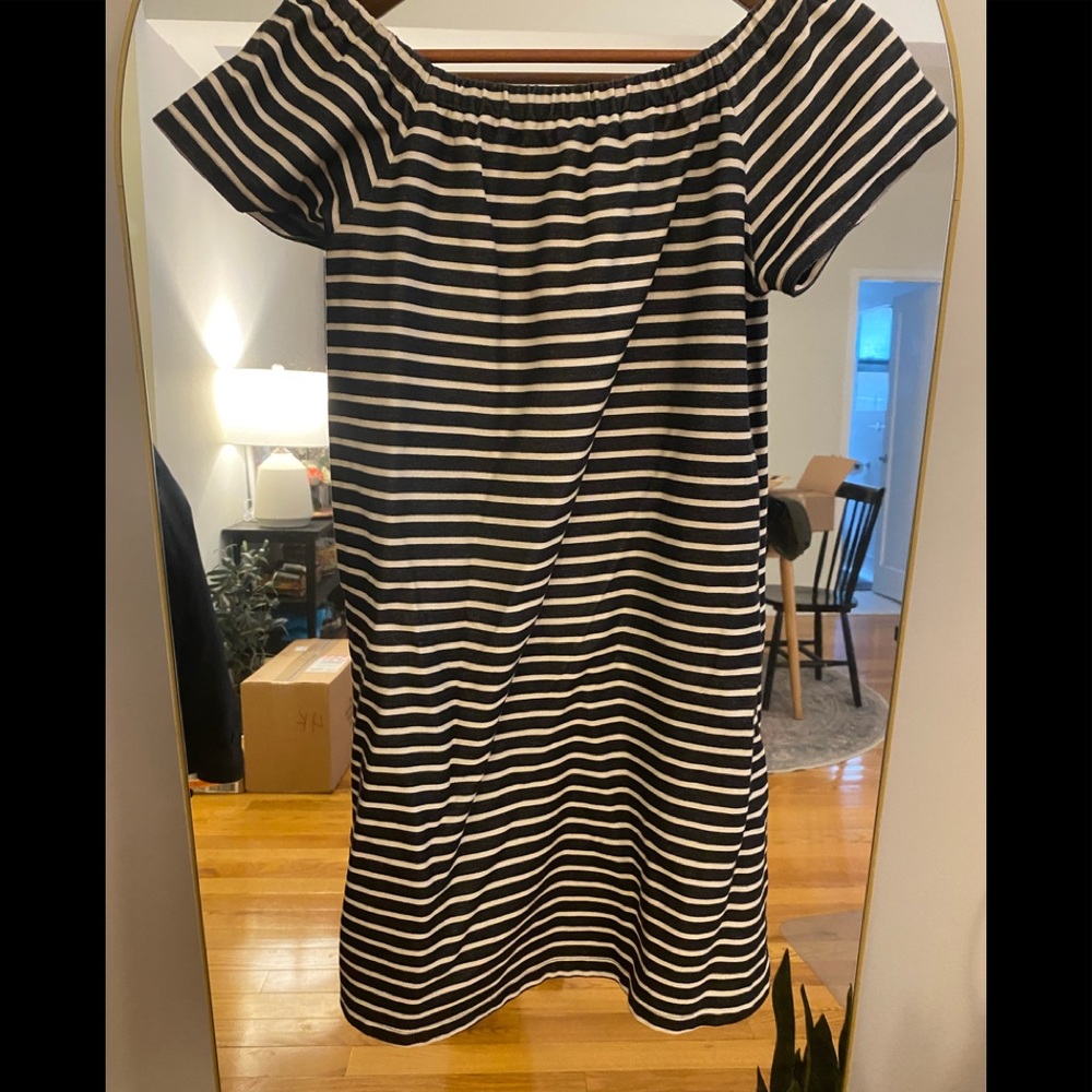 Madewell Off the shoulder striped shirt dress